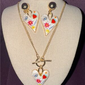 Heart Pendant Necklace and Earring Set